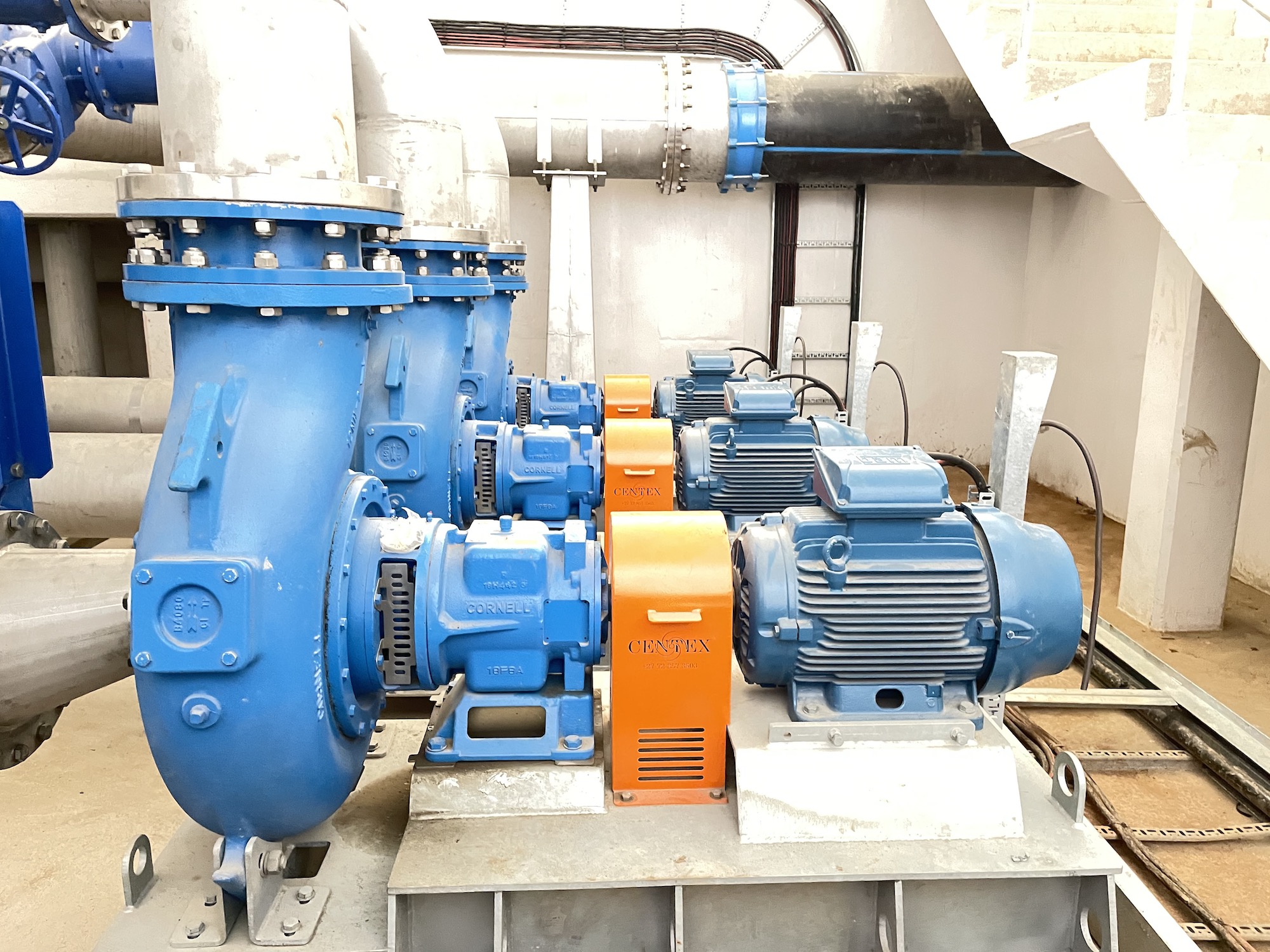 Cornell solids handling electric driven end suction centrifugal pump.